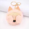 Keychains Lanyards Squined Fox Head Plush Fur Keychain Ari Head Ball Skination Schoolbag Omusement Park 프로모션 장신구 DIY 키 체인