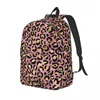 Ryggsäck leopard tryck rosa och guld eleganta ryggsäckar kvinnliga college lätta gymnasieskolor designer ryggsäck