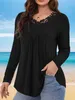 T-shirt femminile Spring Womens Casual Top 1xl-6xlplus size Solido Contrasto Solido Sleeve Long Round Neck Tunic Tunic Topl2403