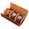 Watch Boxes Hemobllo 3 Slots Travel Case Roll Organizer Portable Box (Brown)