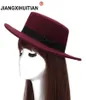 Новая шерстяная шляпа с плоской шляпой для женщин 039s почувствовала широкую шляпу Brim Fedora Laday Prok Pie Chapeu de Feltro Bowler Gambler Top2906034