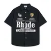 Nowa koszula Rhude Bluzka Polo Polo Polo Polo Shirt Tshirt Mens Polos Men Po dla mężczyzn nowa wysokiej jakości koszulka Rhude Luksusowa marka Mężczyzn T-shirty USA Rozmiar S-XL 73