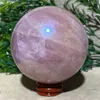 Decoratieve beeldjes Natural Crystal Rose Quartz Aura Sphere Gemstones Mineralen Wicca Spiritual Reiki Ornamenten Home Decoration Stand