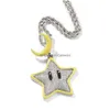 Pendant Necklaces Gold Sier Colors Mens Bling Hiphop Jewelry Cz Star And Moon Necklace For Men Women With Rope Drop Delivery Pendants Dhw7Y