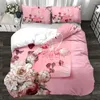 Sängkläder set set lyx Flamingo Red 3/4st Family Sheet Däcke Cover Pudowcase Boys Room Flat Green Bedclothes 3st