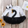 Baby Children's Clothing Long Sleeved Korean Version Hanyi Dress Cartoon Swan Mesh Princess Dress