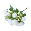 Flores decorativas Flores artificiais Blooms para qualquer clima de clima elegante ramo de rosa para decoração de festa de casamento reutilista realista