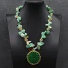 GG Real Green Chrysoprase Quartz Beads Halsband Jade Pendant Earrings Set For Women Simple Gifts 240401