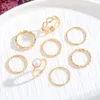 Creative Minimalist 8-piece Joint Ring Set with Artistic Pearls and Love Rings