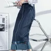 YUDX Miyake Pleated Denim Suit Spring Summer Short Sleeves Coat Casual Pants Fashion TwoPiece Women 240415