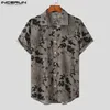 Men Hawaiian Shirt Flower Printing Lapel Short Streetwear Street Adgual Lalking Faction Terty Leisure Dorts S5XL Incerun 240415