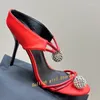 Tofflor Black Red Crystal Ball Women Sandals 2024 Ankomster Stiletto Thin High Heel Runway Summer Dress Slipper Slip On