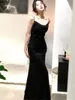 Casual Dresses Fashion Bodycon Runway Party Prom Dress Summer Elegant Spaghetti Strap Mermaid Wedding Vestidos Women Simple Solid Clothing