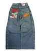 JNCO Jeans Y2K Harajuku Hip Hop Letter broderad vintage baggy jeans denim byxor herr kvinnor goth hög midja bredbyxor 240409