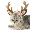 Hondenkleding Cat Dogs Rendier Headband Festival Animal Hairband met verstelbare nekriemcosplay -accessoires