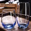 Copos de vinho azul transparente de vidro de água xícara ova