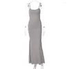 Abiti casual estivi spaghetti cinghia maxi vestito vestido solido sexy back taglio di abiti da club lunghi senza schienale per donne