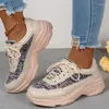 Zapatos casuales zapatillas para mujeres 2024 primavera gruesa sin deslizamiento deportivo sport lienzo pu lienpre lace-up dama
