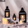 Candle Holders Black Metal Outdoor Holder Glass Stand Windproof Romantic Nordic European Decor Center Table Living Room