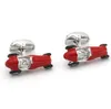 Red Racing Cufflinks para pinos masculinos de mangas de abotoaduras feitas feitas de cobre de metal