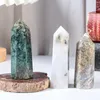 Sachets de bijoux Tumbeelluwa 3,1-4,1 pouces Natural Moss Agate Points cristallins hexagonaux Patre de pierre pour le chakra Équilibrant la méditation de yoga