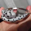 Punk Black Spot Double Leopard cabeças anel Bangle Bangle Zirconia Stone Animal Pantera Panther para Mulheres Jóias de Jóias de Fashion Set 240415