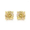 Orecchini per borchie Shining U S925 GEMS rosa argento Citrino 6,5 6,5 mm per donne Regali di compleanno di gioielli semplici