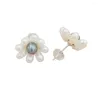 Dingle örhängen 925 Sterling Silver Stud Pearl Earring Nature Freshwater Handgjorda Flower Mini Pearls High Luster Quality 15 Mm