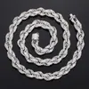 Hip Hop Jewelry Chains White Gold plating S925 Sterling silver Iced Out Moissanite Stone Twisted Rope Chain Necklace for Men
