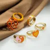 Ny gul kärlek som släpper oljeuppsättning med 6-stycken Instagram Creative Geometric Joint Ring for Women