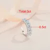 Pierścienie klastra czyste 3CT Women's Moissanite Oval Cut S925 Sterling Srebrny pełny pierścień diamentowy dla kobiet Prezent
