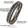Autres bracelets Bracelet de chaîne en cuir authentique pour hommes fermoir en acier inoxydable magnétique en or exclusif en or cadeau