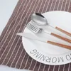 Gałki kawy imitacja ziarna drewna stolika ze stali ze stali nierdzewnej zachodnie stek nóż łyżka łyżka koreańska