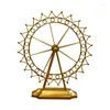 Decorative Figurines Retro Rotating Golden Ferris Wheel Miniature Model Home Decoration Ornaments Metal Crafts TV Cabinet Decor Accessories