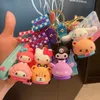 Sanli criativo e autêntico, gaivota puxando o chaveiro de carros pequenos, fêmea fofa e requintada, Kuromi Yugui Keychain Ring, casal