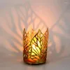 Ljushållare Style Golden Leaves Tealight Holder Modern Metal Candlestick Table Decoration For Wedding Dinner Party