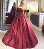 Nowe bungundy puffy sukienki Quinceanera suknia balowa z ramion pół rękawów aplikacje koronkowe słodkie 16 sukienki Ballkleid4375870