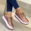 Casual schoenen vrouwen ademende gevulkaniseerde sport mode lint ronde hoofd dikke zool plus mize 35-43