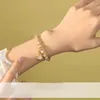 Braccialetti di fascino Golden Color Ginkgo Biloba Foglie imitazione un braccialetto a ciondolo di giada per le donne ragazze creative fatte a mano in rilievo