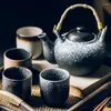 Tassen Untertassen Vintage japanischer Stil Teetasse Saft Kaffeetassen Glas Wasser Tasse Stoare Keramik handbemalte grobe Keramik Kungfu Tee Set