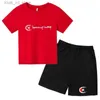Clothing Sets Kids Summer T-shirt Top+shorts 2P Boy/girl Toddler Walking Birthday Gift Casual Short Sleeved Sports Jogging Brand Charming Set T240415