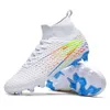 2024 nowe męskie buty piłki nożnej Ag Football Boots High Top Cleats Black White Blue