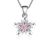Pink CZ Crystal from rovski Flower Pendant Necklaces For Women Cubic Zirconia Fashion Jewelry Accessories Bride Party Jewelry Gifts WE457295883