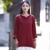 البلوزات النسائية Hemd Damen Blusas Para Mujer Moda 2024 Spring Long Sleeve Long Cutton Citton Linen الصينية الطراز الصيني