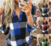 Women's T Shirt sexy Tees Women's new spring and autumn shirt Plaid printed V-Neck long sleeve T-shirt Plus Size tops