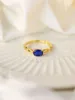Klaster pierścieni Farny 925 Srebrny „4 Sapphire” Pierścień z złotym kolorem Senior Party Elegancki styl dla kobiet