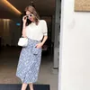 Jupes Designer Brand New Classic Castrasting Diamond Grid Tea Flower High Waited Slim Straight Jirt Women's Women's Casual Temperament Casual Temperament Mid Jirt G83E