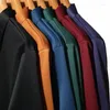 Herren Polos Reißverschlüsse Feste Farbe Langarm-Polo-Hemden für Männer Smart Casual Frühlingsqualität Silky Glattes komfortables Camisas de Hombre M-4xl