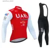 Cycling Jersey Sets Team Uae Autumn Cycling Jersey Set Long Seve Quick Dry Cycling Clothing Bike Uniform MTB Clothes Bicyc Wear Ropa Ciclismo L48