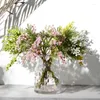 Dekorative Blumen Gefälschte Akazie Künstliche gelbe Mimosa Spray Cherry Fruit Branch Hochzeit Home Tischdekoration Blumenpartydekorde